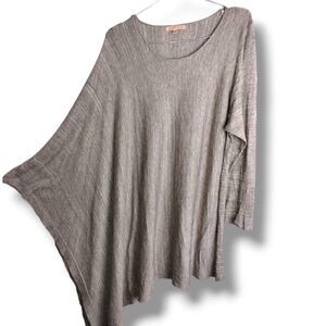 Gibson Latimer Womens Sweater Sz XL Natural Asymmetric Hem‎ Sleeves Cotto…